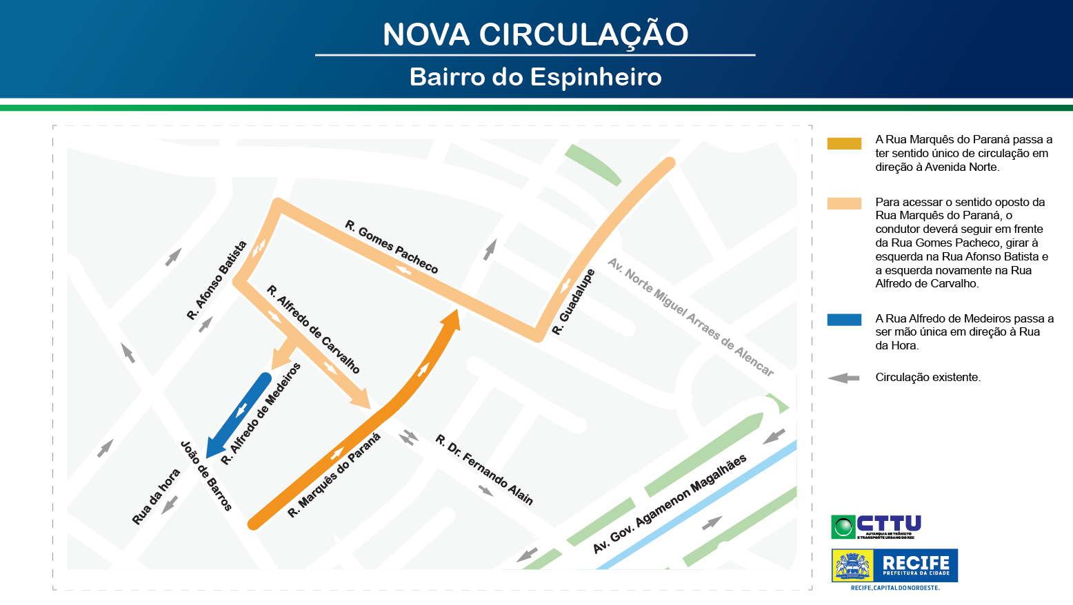 CTTU implanta sentido único em vias do bairro do Espinheiro a partir deste sábado (11)