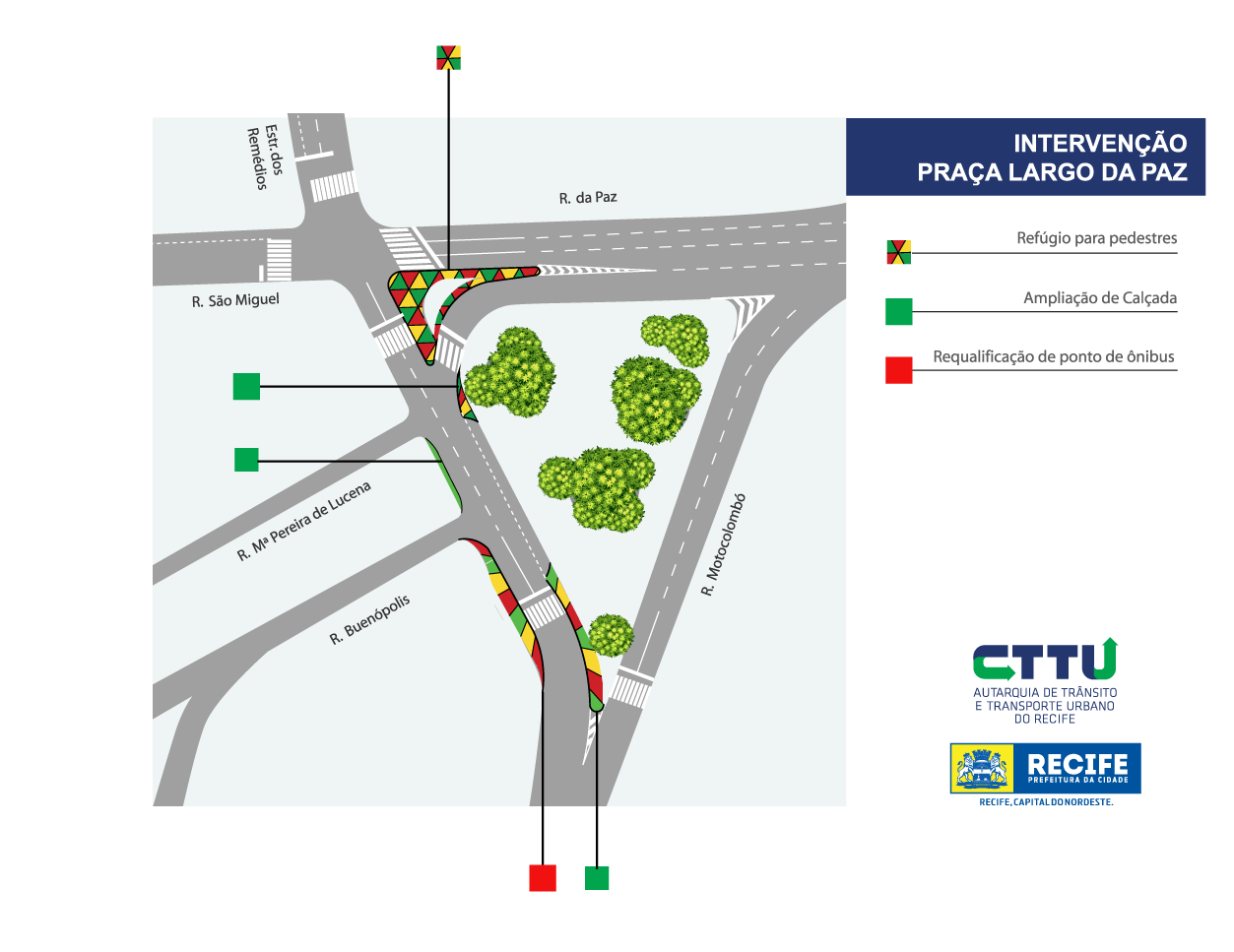 CTTU implanta nova área de trânsito calmo do Recife, desta vez no Largo da Paz