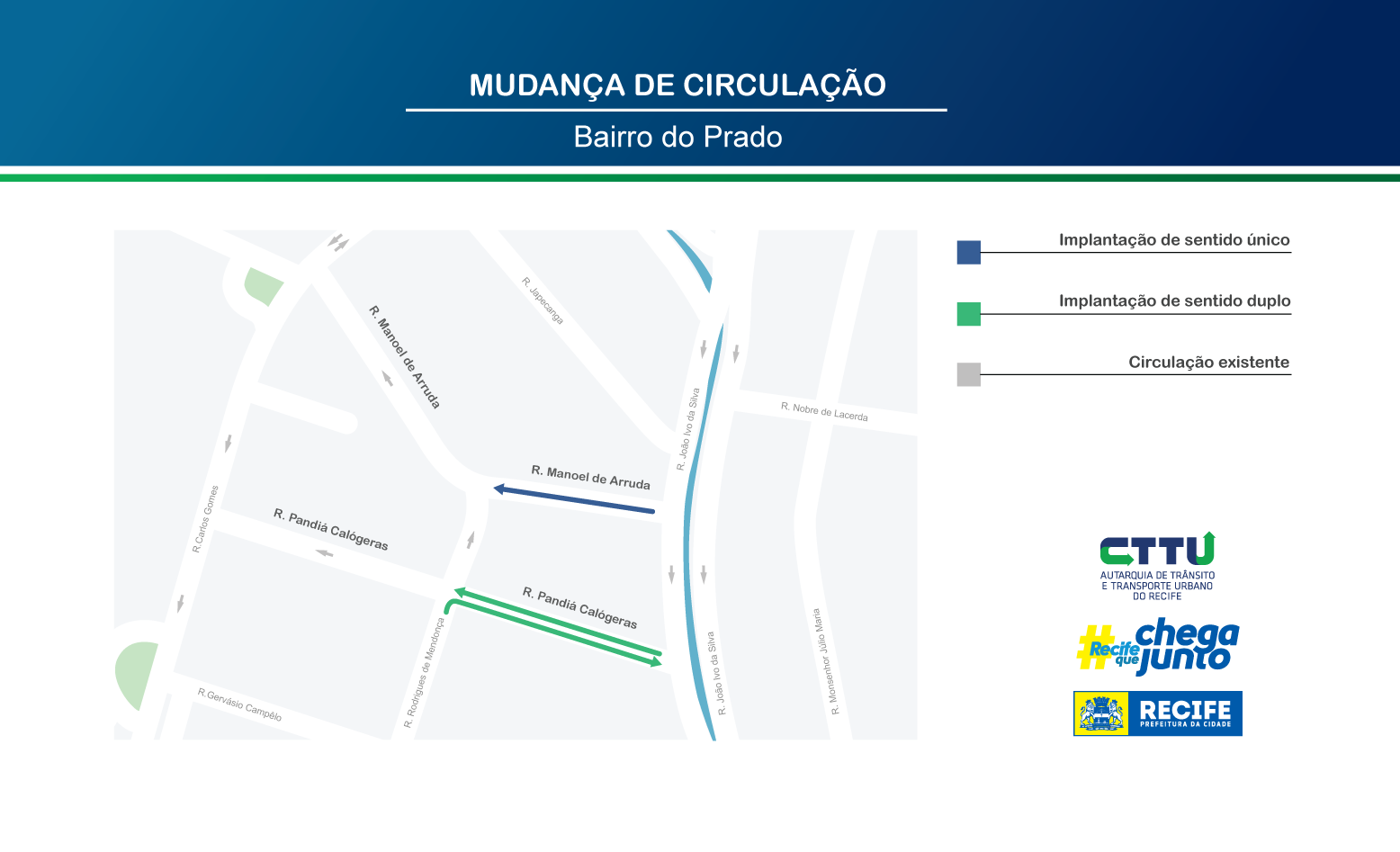 CTTU implanta mudança de circulação no bairro do Prado