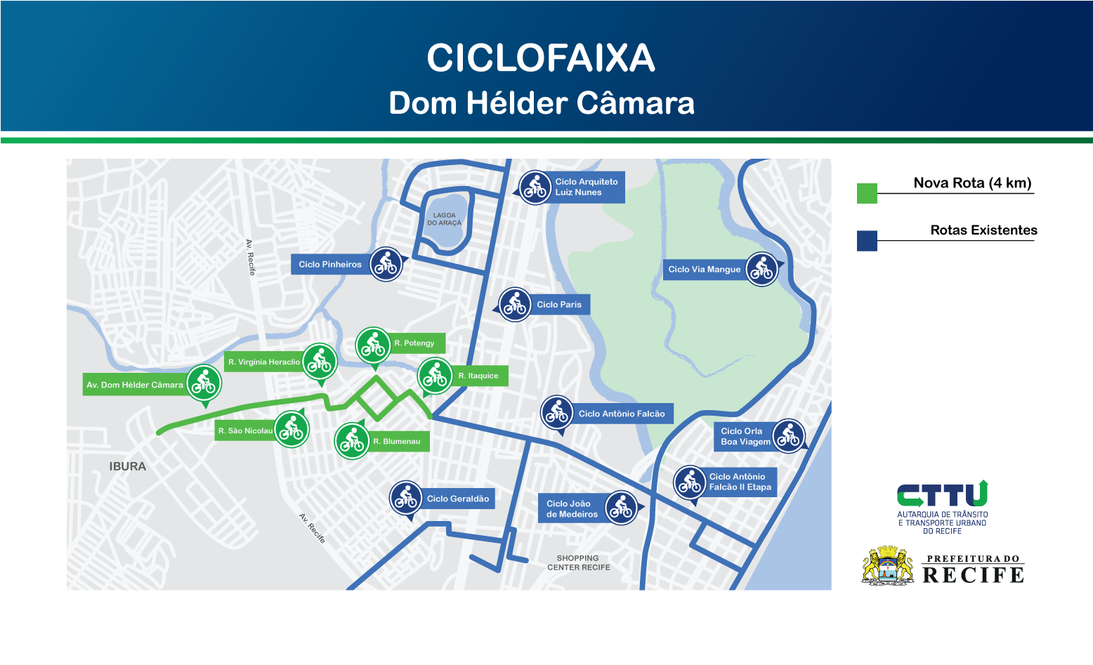 CTTU faz mudança de trânsito e inicia sinalização de ciclofaixa para conectar rotas do Ibura ao bairro de Boa Viagem