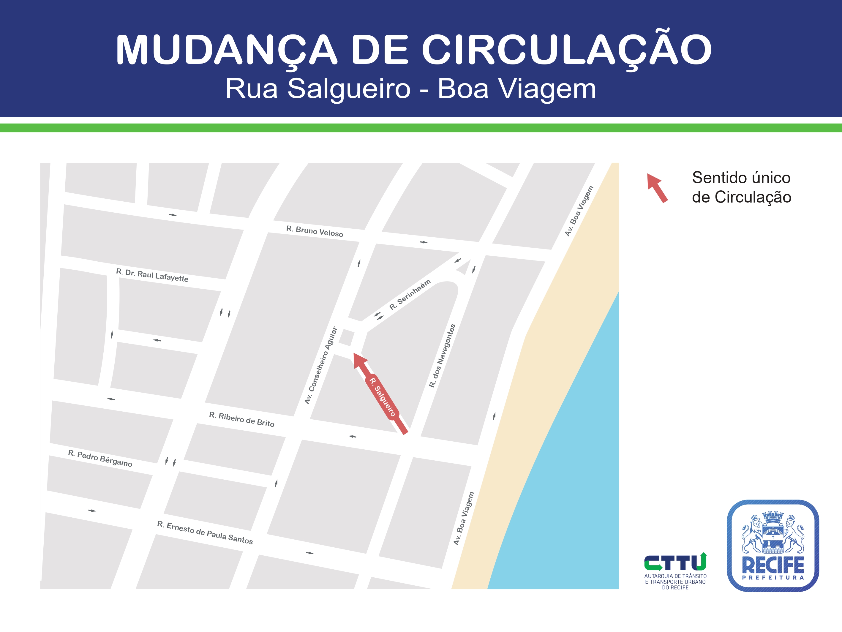 CTTU realiza mudança de circulação no bairro de Boa Viagem