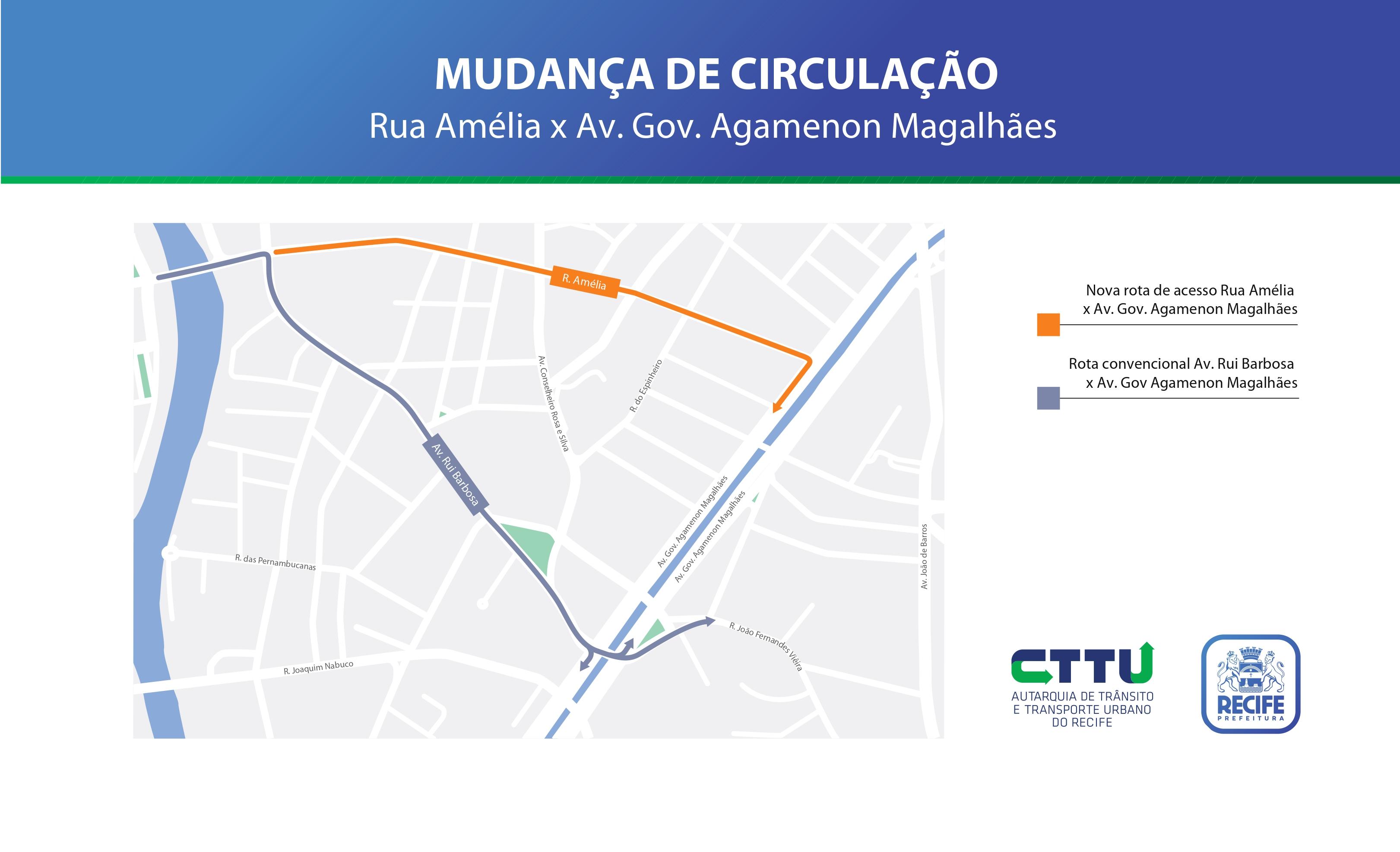 Pista Central da Avenida Agamenon Magalhães terá novo acesso pela Rua Amélia